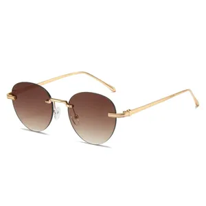 Nouvelles Lunettes de Soleil Vintage Sans Monture Légères pour Femmes et Hommes Marque GX Métal Or Argent Vision Nocturne pour UV400 - Product Image 5