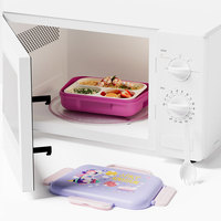 Boîte à lunch portable en plastique pour enfants, compatible micro-ondes, boîte bento, récipient de stockage alimentaire, boîte repas domestique de qualité alimentaire