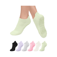 Chaussettes de Pilates tricotées pour femmes, antibactériennes, antidérapantes, pour Barre, Ballet, entraînement pieds nus, hôpital, yoga, sport, avec logo sur la cheville