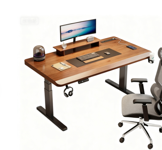 OEM1200*600mm Dual Motor Solid WoodModern Luxury Style Plug-In Electric Height Adjustable Smart Wood Computer Desk