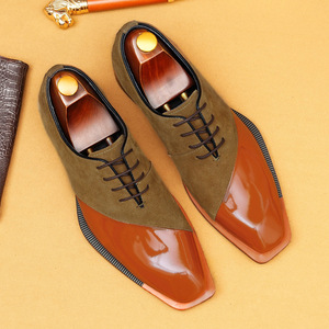 Leather men's dress <b>shoes</b> with contrasting suede and color blend, business formal style, Oxford style men's <b>shoes</b> - Product Image 6
