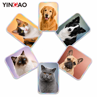 Autocollants holographiques personnalisés en points de cristal pour boîte d'expédition pour animaux de compagnie et lit pour chat, autocollants découpés sur mesure pour portrait d'animal personnalisé