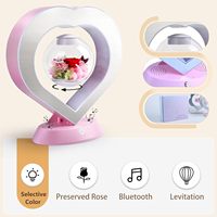 Altavoz Bluetooth con Rosa Preservada, Lámpara de Mesa con Levitación Magnética, Carga Inalámbrica de 5W, LED de Color Variable, Regalo