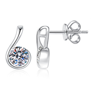 Đồ Trang Sức Lãng Mạn 5Mm 0.5Carat Vòng Cắt Moissanite Bông Tai 925 Sterling Bạc Thanh Lịch Moissanite Bông Tai Cho Phụ Nữ - Product Image 1