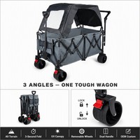 Chariot utilitaire pliable avec auvent, chariot utilitaire robuste pliable, chariot de jardin avec roues, chariot de camping tout-terrain