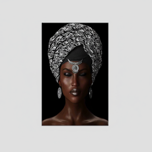 Elegant African Woman Tempered Glass Art Print: Unique Canvas Wall Decor,<b>WRAPPED</b> CANVAS - Product Image 2