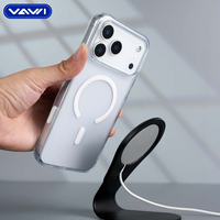 Étui rigide transparent antichoc en PC avec bouton métallique VAWI C032 pour iPhone 17 Pro Max, coques magnétiques pour téléphone portable avec bouton de caméra IA