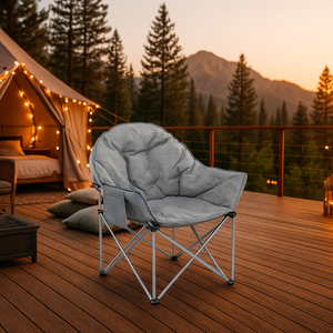 เก้าอี้ทรงดวงจันทร์พับได้เบาะไซส์ใหญ่พิเศษเก้าอี้ตั้งแคมป์แบบพกพาเก้าอี้โครงเหล็กเบาะนุ่มสบายทันสมัย - Product Image 2