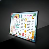 Boîte lumineuse LED ultra-fine en alliage d'aluminium de 1 cm, à suspendre/murale, 5000 lumens, avec verre trempé, affichage de menu coulissant pour restaurant