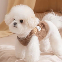 CWFS953 Gilet T-shirt pour chien en coton uni, doux et respirant, motif ours mignon, vêtements chauds d'hiver pour chiots, vêtements d'extérieur pour petits chiens, OEM