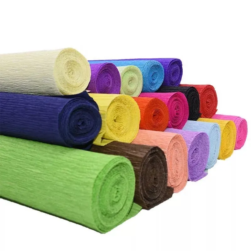 50x250cm Crinkled Crepe Paper Coated Wood Pulp Flowers Wrapping Paper for Print and Chemical Industries Packaged in Cartons