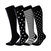 Chaussettes de compression mi-hautes pour femmes et hommes 20-30 mmHg en spandex/nylon tricoté, sportives, pour la course à pied, soutien en automne, infirmières, femmes enceintes