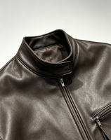 Approvisionnement direct d'usine, alternative de marque de luxe, veste en cuir d'agneau véritable marron pour homme, mode décontractée, prix compétitif