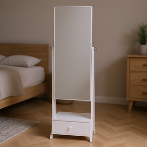 Miroir sur pied avec armoire à bijoux et tiroir de rangement 10-20 L en bois pour l'organisation des bijoux - Product Image 2