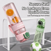 Bouteille d'eau sport en plastique 750 ml avec couvercle à paille 2-en-1, gourde portable anti-fuite pour fitness en extérieur