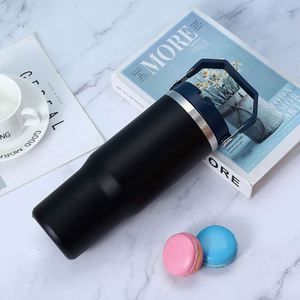 Double Wall Travel Beverage Cup with Carry Handle, 30oz Stainless Steel Insulated Tumbler for Car and Office - Product Image 1