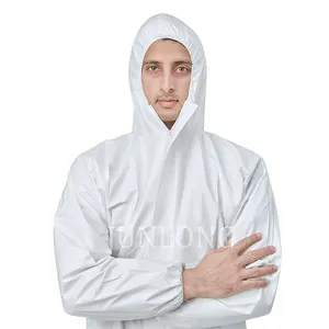 Macacão Descartável Junlong para Sala Limpa com Capuz, Material Microporoso, Impermeável e Antiestático, Certificado ISO13485, Tamanhos S-5XL - Product Image 5