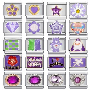 Nuova Collezione Esclusiva Viola Misteriosa: Bracciale Modulare in Acciaio Inossidabile con Charm <span class=keywords><strong>Italiani</strong></span> Saldati Fai-da-Te, Gioielli all'Ingrosso - Product Image 1
