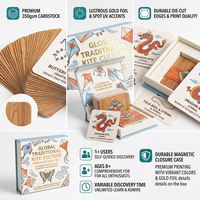Cartes éducatives écologiques personnalisées en papier imprimé sur mesure sur le thème de la culture du cerf-volant traditionnel, OEM, pour l'histoire du folklore mondial