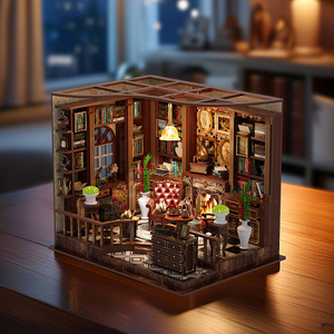 Casa en miniatura de madera Left Bank Study, kit de bricolaje a escala 1:12 para jóvenes y adultos - Product Image 5