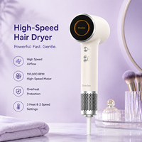 Sèche-cheveux portable mini compact haute vitesse avec écran LCD élégant, soin ionique, moteur BLDC 110000 tr/min et capteur tactile avec poignée