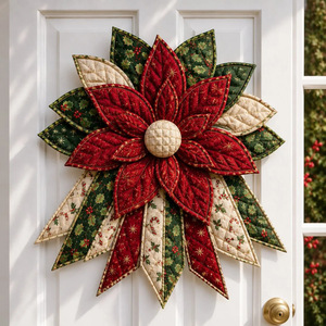 Festive Christmas Door Hanging DIY Sewing <b>Kit</b> Quilted Patchwork Fabric Ornament <b>Crochet</b> Wall Decor Holiday Handmade Gift - Product Image 5