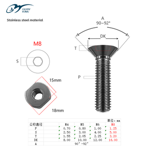 Tornillos ligeros de alta resistencia para base de mástil de aluminio, foil, hidrofoil, roscado M8 M6 para tablas de surf - Product Image 6