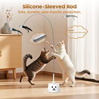 NOUVEAU Jouet pour animaux de compagnie interactif automatique à main en plastique avec ventouse puissante, jouet à plumes pour chat, jouet pour chat écologique à plumes