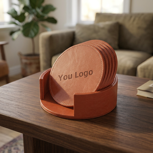 Ensemble de sous-verres isolants en cuir PU de style nordique, résistants à la chaleur, pour hôtel, accessoires de bar pour chambre d'hôtes, fournisseur OEM, usine - Product Image 3