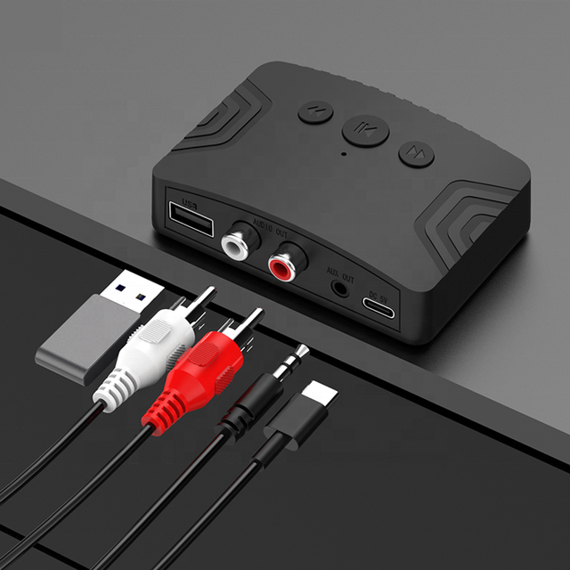 BT5.3 Home Desk Speaker Audio bluetooth Receiver Adapter HD Sound Low Latency USB U Disk RCA AUX 3.5mm Bluetooth Audio Receiver