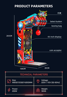 Funspace Super Boxing Game, 4 modes de classement par poids, écran vertical HD de 43 pouces, machine de boxe d'arcade à monnayeur