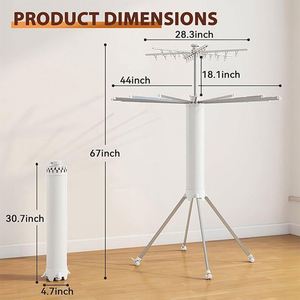 Séchoir à linge et vêtements pliable et peu encombrant pour balcon, avec roulettes, pour le séchage des chaussures et manteaux - Product Image 5