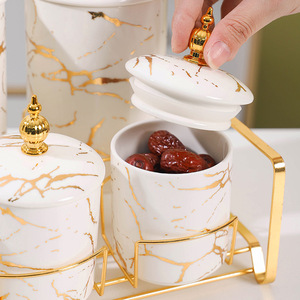 Nordic Ceramic <b>Airtight</b> Storage <b>Jar</b> Large Capacity Cylinder Metal Lid For Kitchen Grains Cereals Decorative Container - Product Image 5