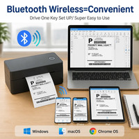 Impresora Térmica Inalámbrica Compacta de Escritorio para Etiquetas de Envío, Compatible con Producción de Etiquetas de Dirección de 4x6, Impresora Térmica USB