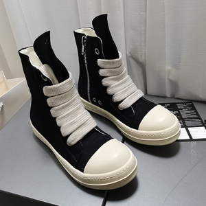 Baskets montantes de luxe en toile respirante, style décontracté, avec fermeture éclair, pour couple, chaussures de marche européennes et américaines - Product Image 6