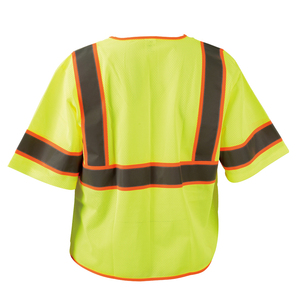 Gilet de sécurité réfléchissant à manches courtes en maille respirante en polyester personnalisé de 140 g/m², classe 2 ANSI, LED clignotante, travaux de construction, marque Ekai - Product Image 1