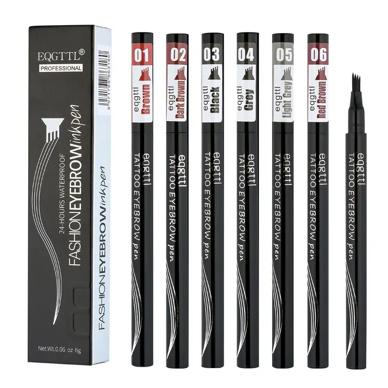 Yenilikçi makyaj sıvı Microblading kalem dövme kaş artırıcı tonu çatal 4 ucu su geçirmez kaş Microfilling kalem