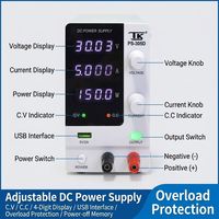 Alimentation CC variable intelligente 30V 5A pour réparation de téléphones, source d'alimentation de laboratoire à commutation 4 chiffres avec USB et mémoire de coupure de courant