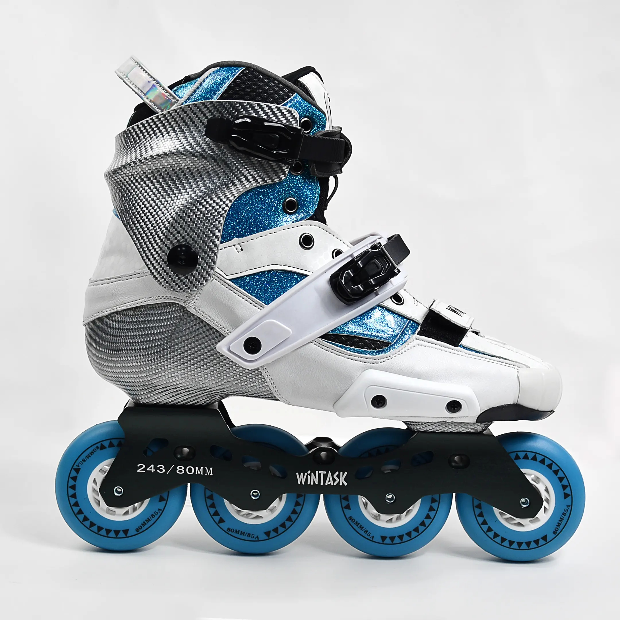 Mavi karbon iplik sert kabuk hız paten yetişkin 4 tekerlekler tek sıra tekerlekli paten yeni tasarım inline rollerskate tam karbon paten