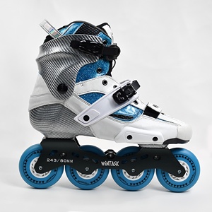 Patins à roulettes à coque rigide en fibre de carbone bleue pour adultes, nouveau design, patins à roulettes à 4 roues, patins à roulettes entièrement en carbone - Product Image 1