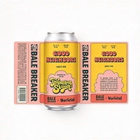 Étiquette personnalisée pour emballage de bière, étiquette de canette de boisson, autocollant coloré imprimé de dessins animés pour bouteille de boisson, bière, seltzer, soda, canette métallique