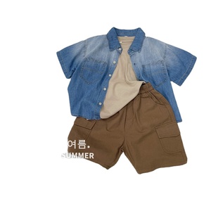 Nouveau T-shirt Polo d'été pour <span class=keywords><strong>garçon</strong></span>, style japonais, en jean à manches courtes, version coréenne, avec col à revers - Product Image 6