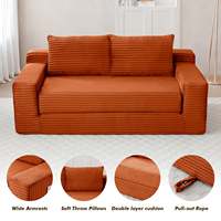 Canapé-lit compact orange, directement de l'usine, pas d'assemblage requis, mobilier de salon, convertible 2 en 1, chambre d'hôtes