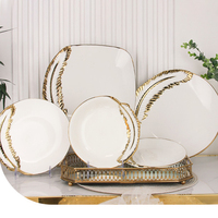 Service de vaisselle en céramique de luxe pour hôtel, mariage, fête, restaurant, banquet, maison, assiette à steak, assiette à fruits, vente en gros