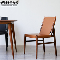 Meubles WISEMAX Mobilier de salle à manger Offre Spéciale Chaise de salle à manger moderne en cuir marron Siège en cuir pour restaurant en bois