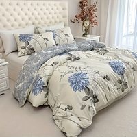 Couette pour lit Queen 300GSM Beige Classique Florale Luxe Microfibre Couette 100% Polyester 400TC Couture Personnalisable