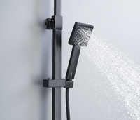 Ensemble de robinetterie de douche thermostatique carrée réglable de style antique avec pommeau de douche effet pluie noir mat