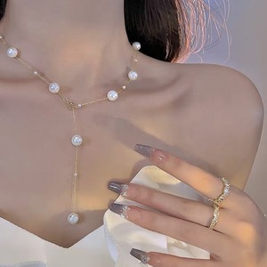 Recién llegado, elegante, sencillo, estilo clásico, borla larga, perla con collar en forma de Y, cadena para mujer, accesorio de clavícula a la moda - Product Image 2