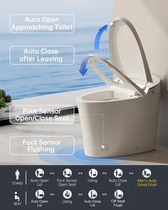 Urinoir intelligent pour hommes avec bidet intégré, ouverture et fermeture automatiques, protection en mousse, 1000 grammes, siphon en S, double chasse, siège confort ADA - Product Image 4