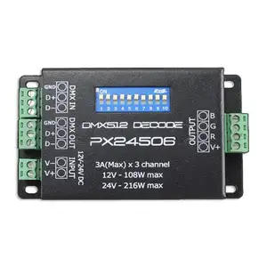 PX24506 DMX 512 डिकोडर चालक आरजीबी एम्पलीफायर नियंत्रण नियंत्रक एलईडी प्रकाश के लिए 12-24V